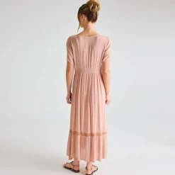 Clearance Ladies Stone V Neck Crinkle Dress Women Dresses | Dresses