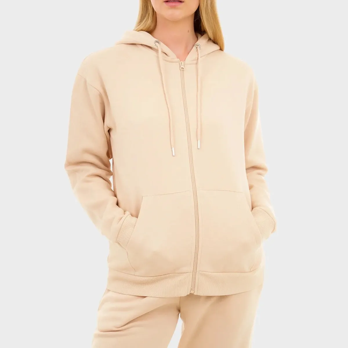 Fashion Ladies Stone Zip Through Hoodie Women Hoodies & Sweatshirts