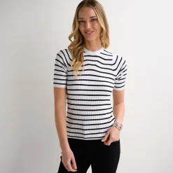 Fashion Ladies Striped Ribbed Jumper Women Knitwear | Knitwear