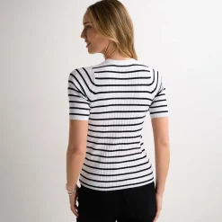 Fashion Ladies Striped Ribbed Jumper Women Knitwear | Knitwear