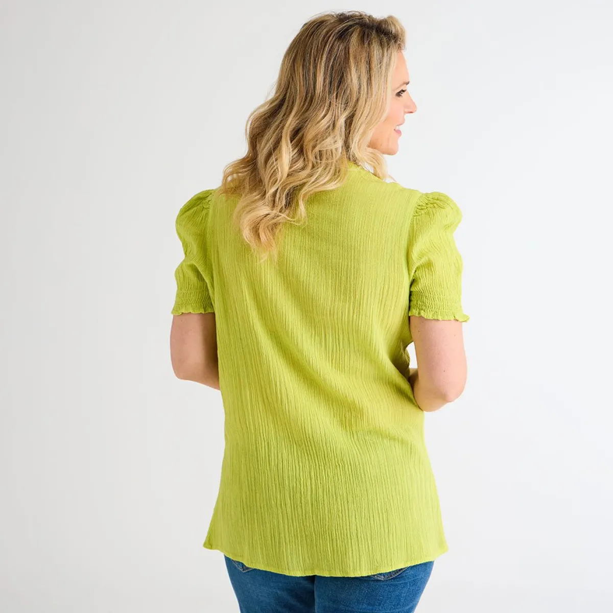 Sale Ladies Tie Neck Crinkle Top Women Tops