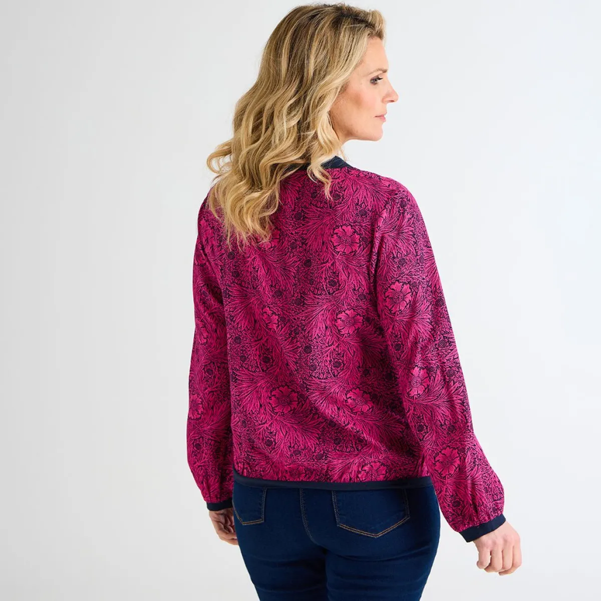 Outlet Ladies V Neck Printed Contrast Top Women Longsleeves | Tops
