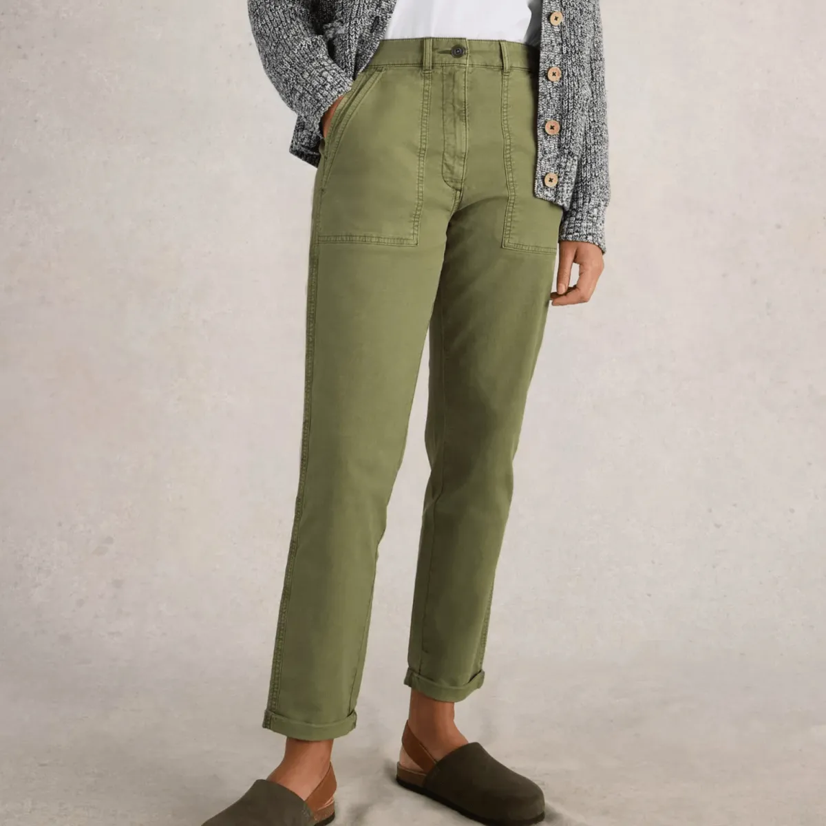 Hot Ladies White Stuff Khaki Chino Trouser Women Trousers
