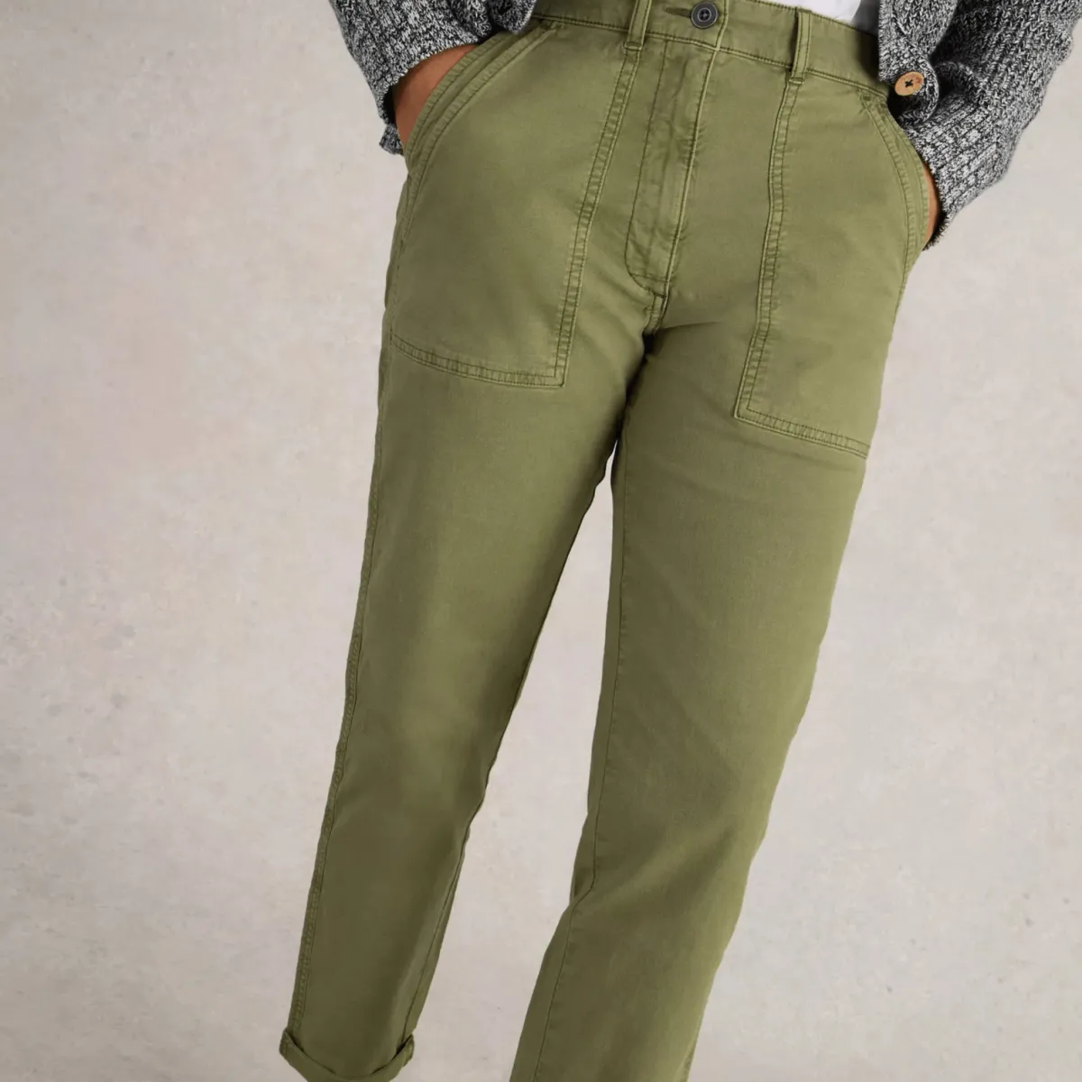 Hot Ladies White Stuff Khaki Chino Trouser Women Trousers