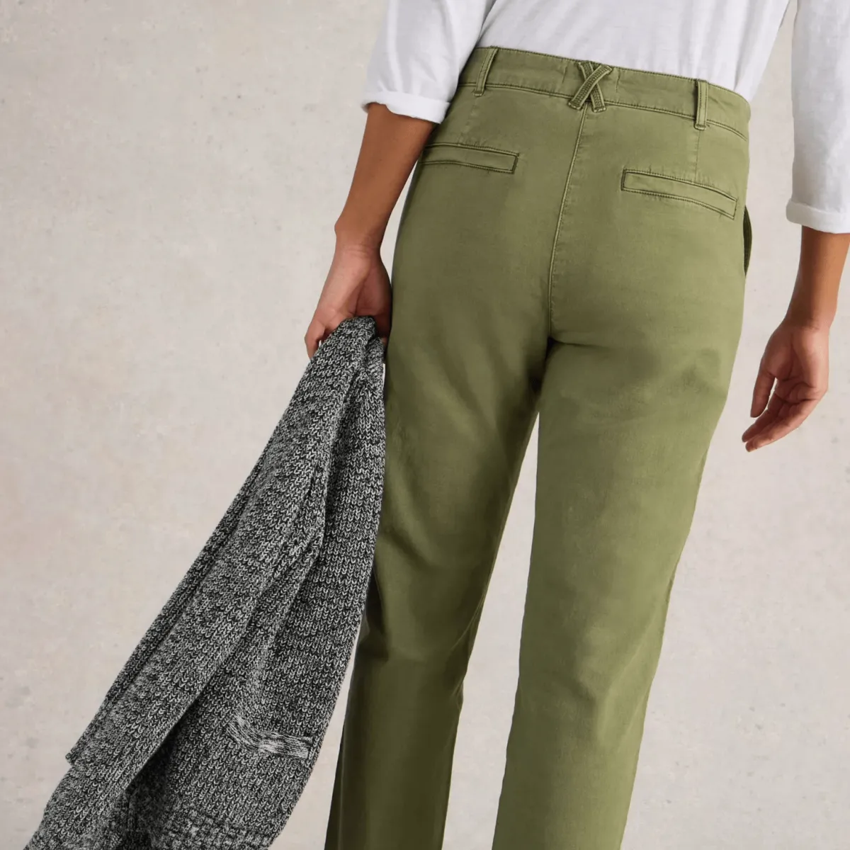 Hot Ladies White Stuff Khaki Chino Trouser Women Trousers
