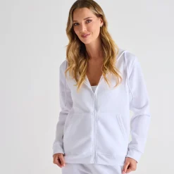 Fashion Ladies White Zip Jacket Women Leisurewear