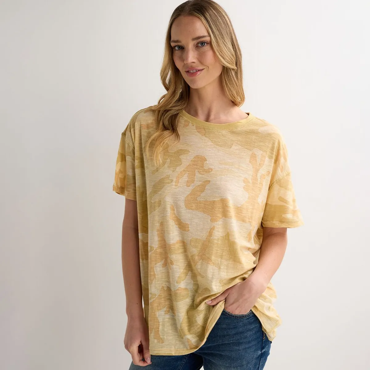 Clearance Ladies Camo Cotton Relaxed Tee Women T-Shirts