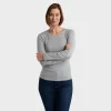 Discount Long Sleeve V Neck Top Women Basics | Longsleeves