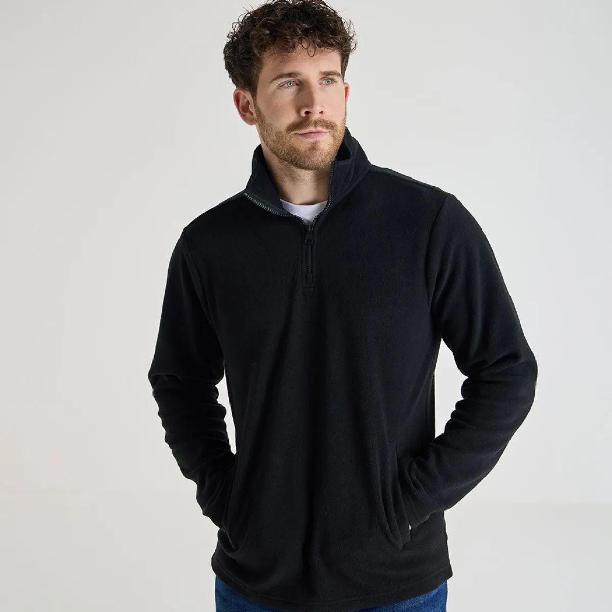 New Mens 1/4 Zip Fleece Knitwear