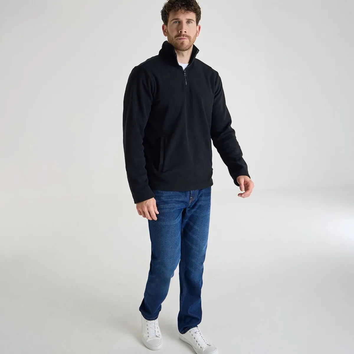 New Mens 1/4 Zip Fleece Knitwear