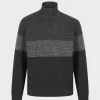 Clearance Mens 1/4 Zip Stripe Knitted Textured Jumper Knitwear | Sweatshirts & Hoodies