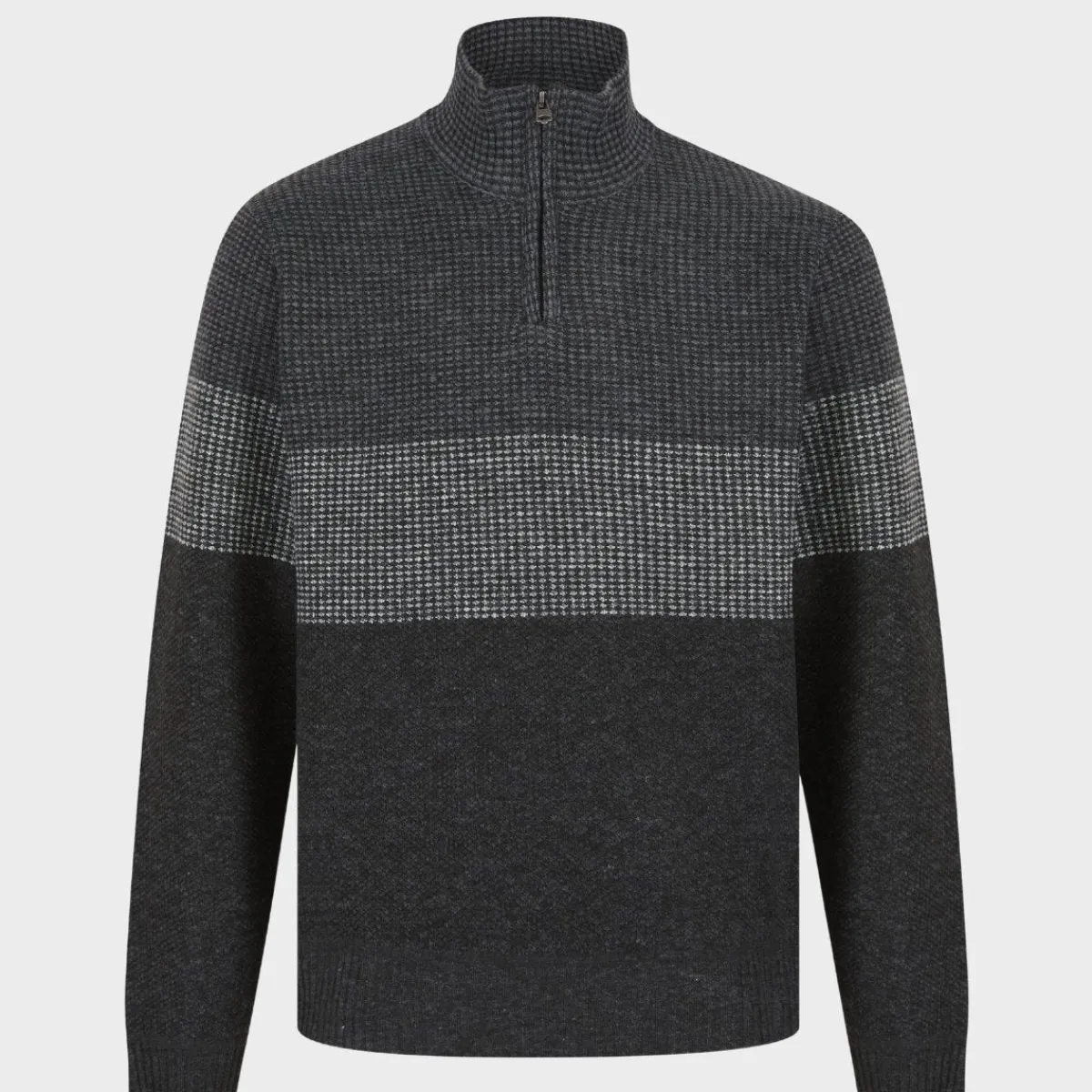 Clearance Mens 1/4 Zip Stripe Knitted Textured Jumper Knitwear | Sweatshirts & Hoodies