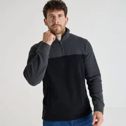 Fashion Mens Contrast 1/4 Zip Fleece Knitwear