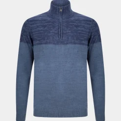 Clearance Mens Contrast Panel 1/4 Zip Neck Jumper Knitwear
