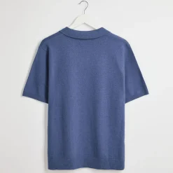 Clearance Mens Denim Blue Trophy Neck Polo Top T-Shirts & Polos