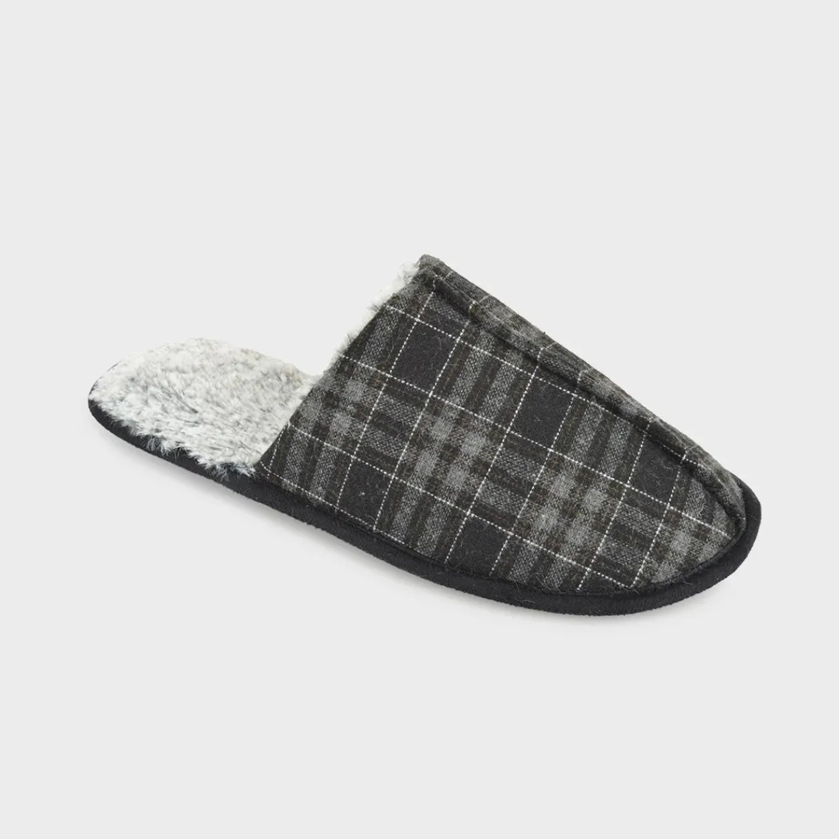 Outlet Mens Fur Lined Mule Slipper Slippers