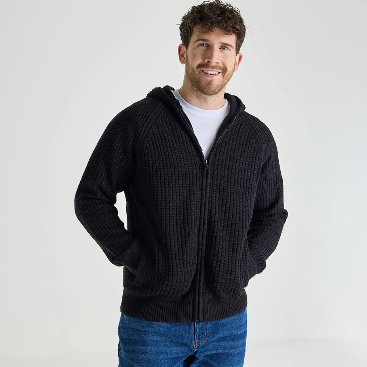 Outlet Mens Hooded Full Zipper Knitwear | Sweatshirts & Hoodies