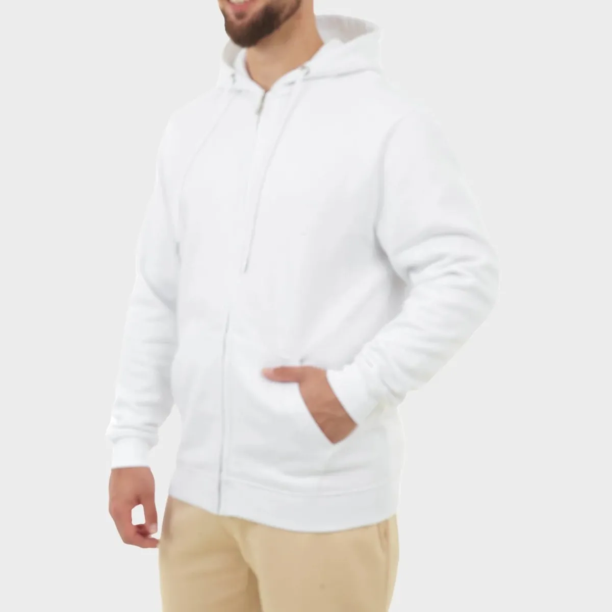 Outlet Mens White Zip Hoodie Sweatshirts & Hoodies