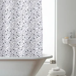 Hot Mosaic Design Shower Curtain with Rings Curtains