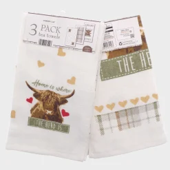 Online 3pk Highland Cow Tea towels Tea Towels
