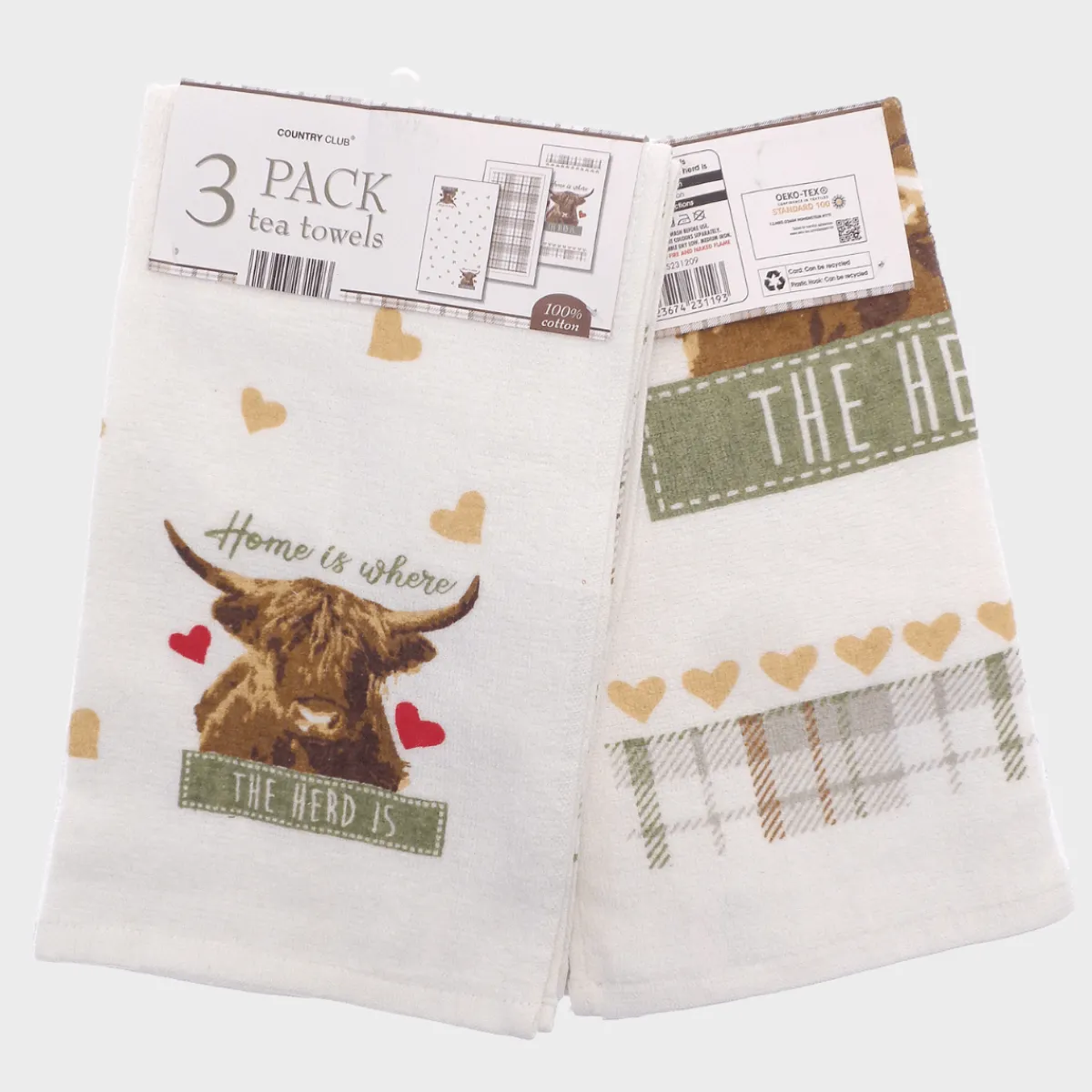 Online 3pk Highland Cow Tea towels Tea Towels