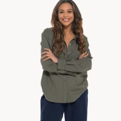 Best Relaxed Fit Linen Blend Shirt Women Linen | Tops