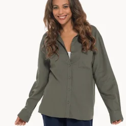 Best Relaxed Fit Linen Blend Shirt Women Linen | Tops