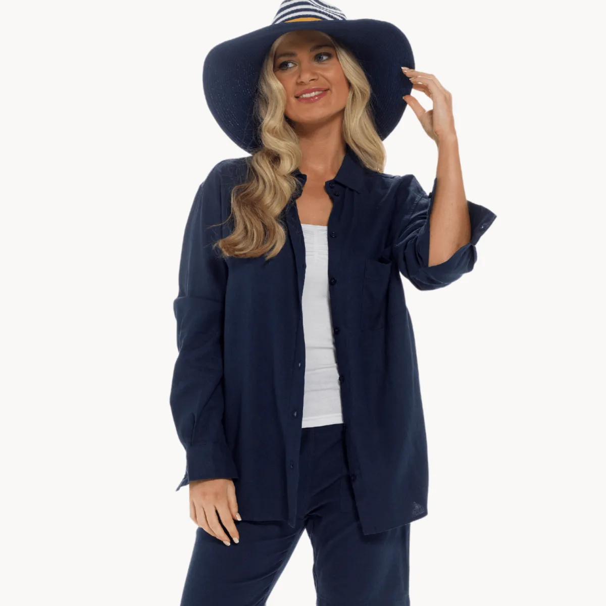 Discount Relaxed Fit Linen Blend Shirt Women Linen | Tops