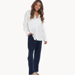 Sale Relaxed Fit Linen Blend Shirt Women Linen