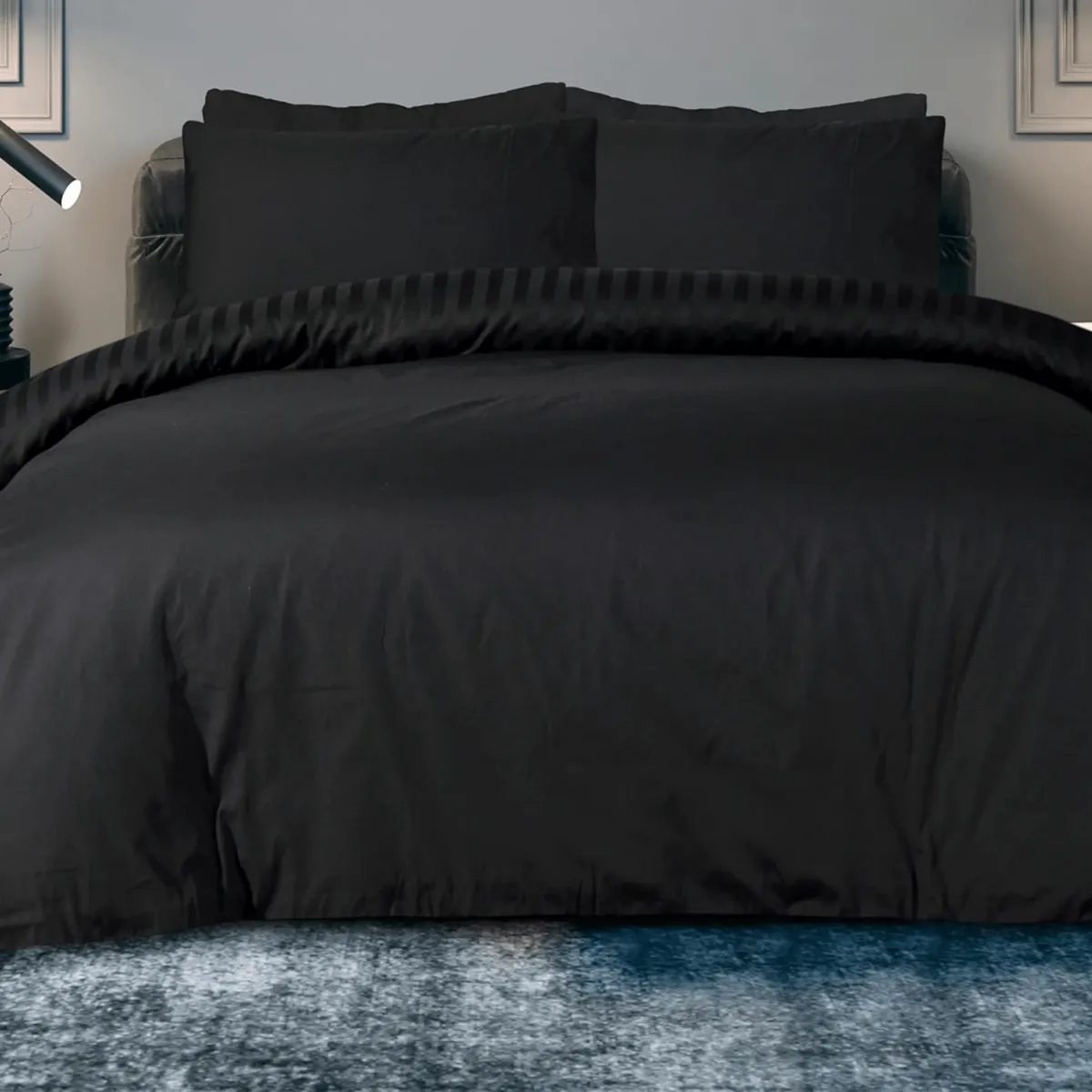 Hot Sleepdown Satin Stripe Single Duvet Set Duvet Cover Sets
