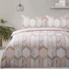 Fashion Sleepdown Blush Geo Metallic Marble Superking Duvet Set Duvet Cover Sets