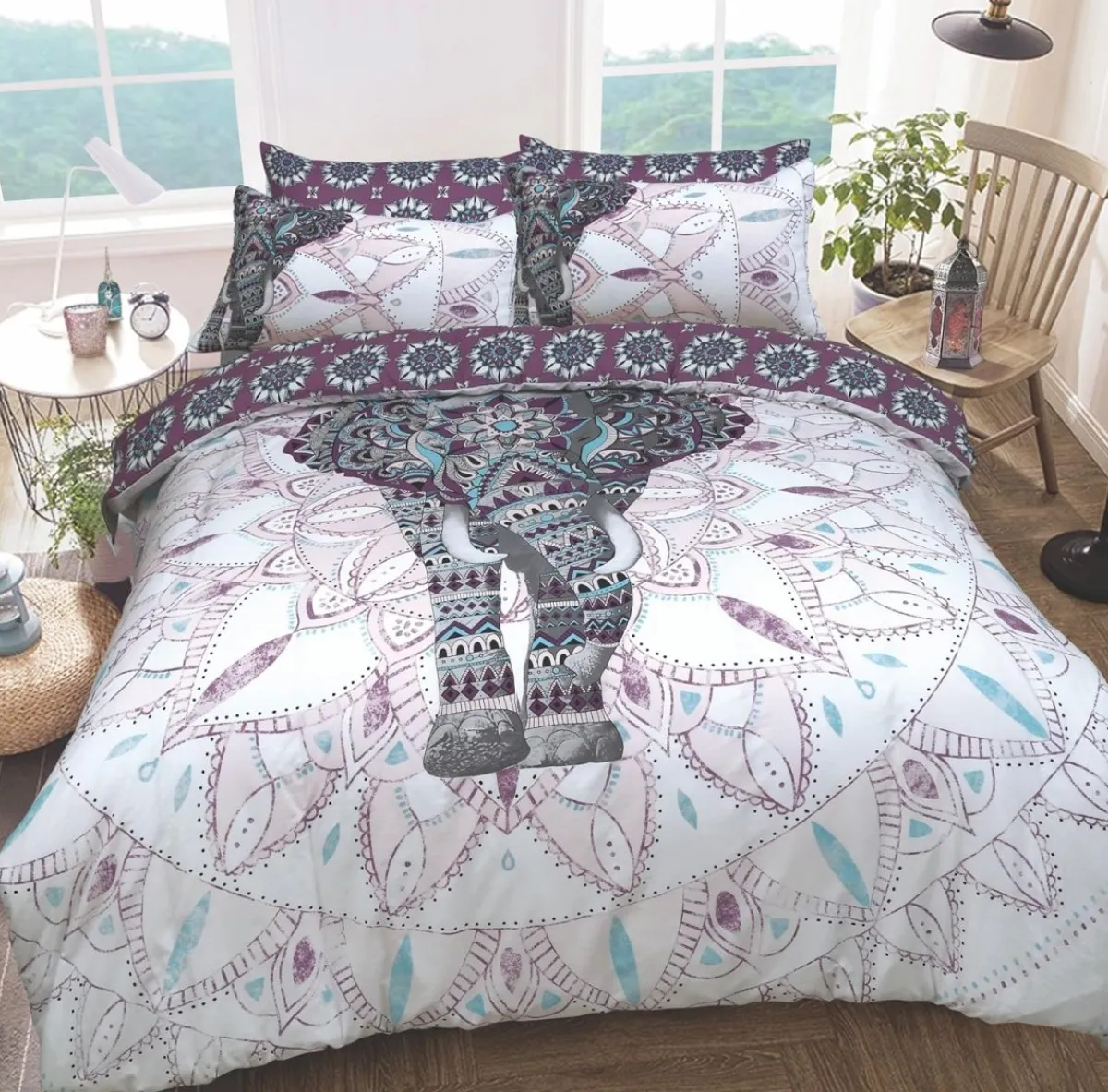 Clearance Sleepdown Elephant Purple Mandala Duvet Cover Duvet Cover Sets