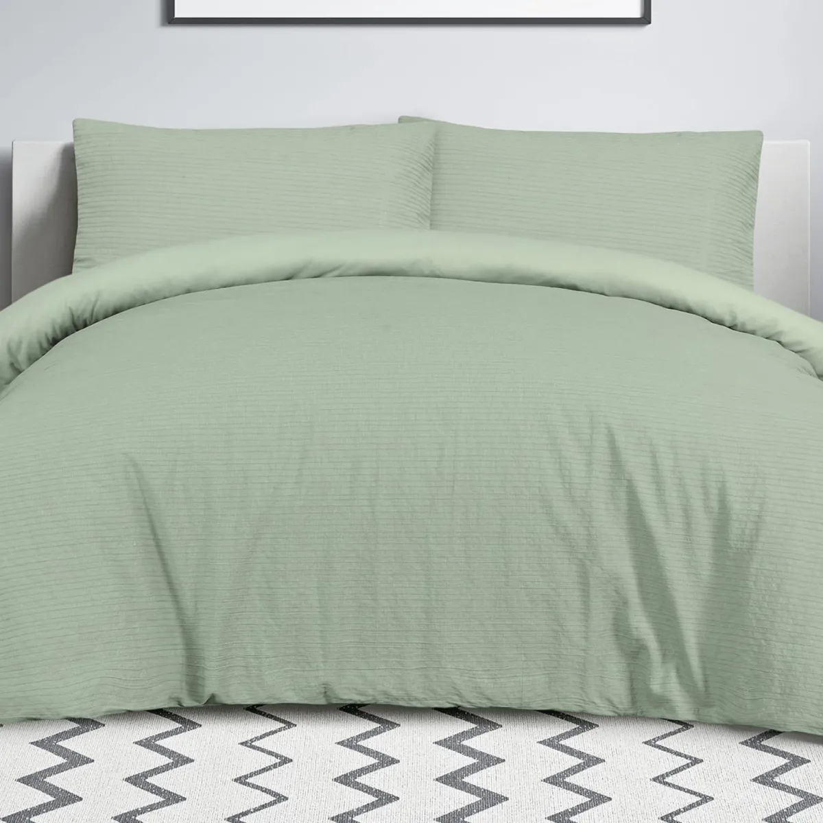 Sale Sleepdown Green Stripe Dobby Single Duvet Set Duvet Cover Sets