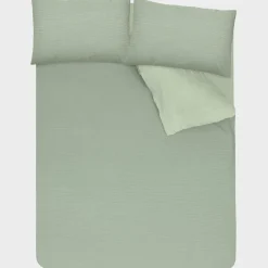 Sale Sleepdown Green Stripe Dobby Single Duvet Set Duvet Cover Sets