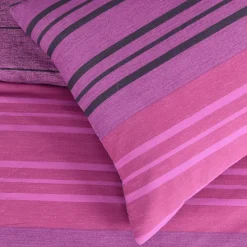 New Sleepdown Purple Textured Stripe Double Duvet Set Duvet Cover Sets
