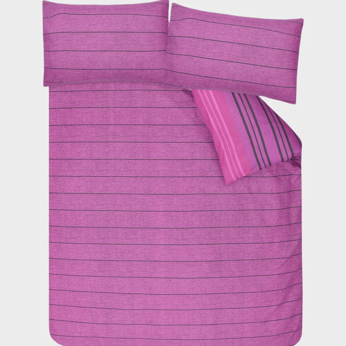 New Sleepdown Purple Textured Stripe Double Duvet Set Duvet Cover Sets