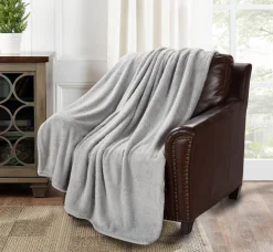 Online Teddy Sherpa Throw 150x200cm - Silver Blankets | Blankets & Throws