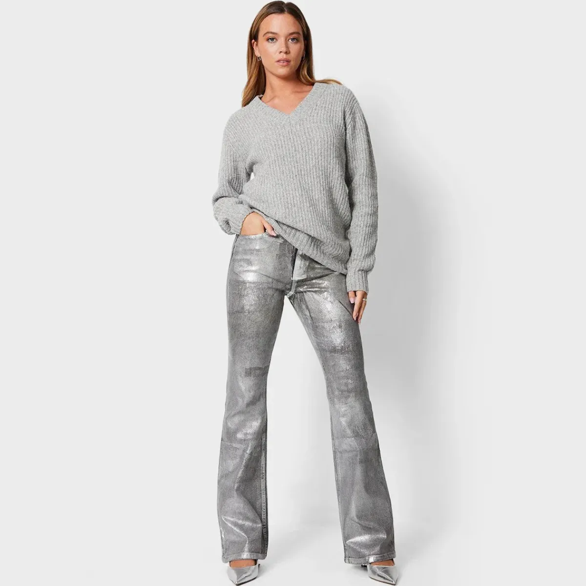 New Threadbare Ladies V Neck Knitted Jumper Women Hoodies & Sweatshirts